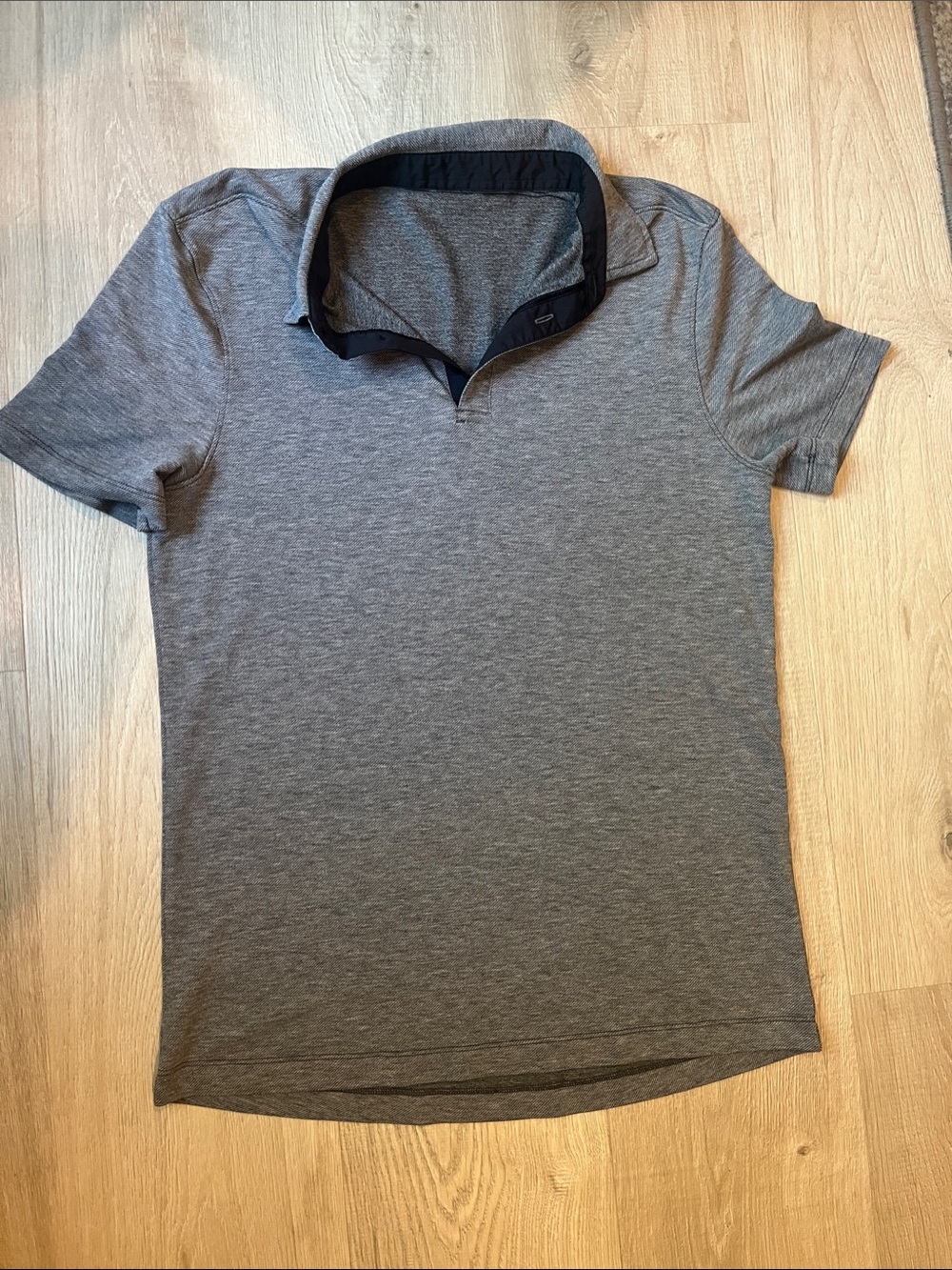 lululemon athletica Gray Short-Sleeve Polo with Dark Contrast Collar